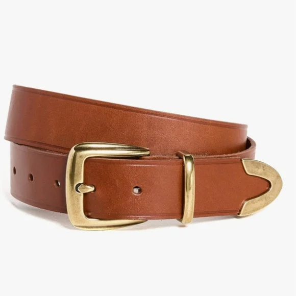 Madewell Brown Leather Belt with Gold Buckle XL - Picture 2 of 12